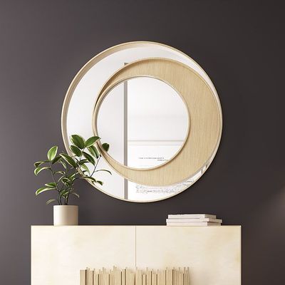 Mirrors - 60-80-10-120 cm round mirror with metal frame and wooden interior - FRANCO FURNITURE