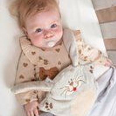 Soft toy - Cherry Belly Baby Rabbit Plush - Linen Cushion - INATURA