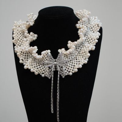 Bijoux - Collier de perles d'eau douce tissé à la main avec nœud papillon - THE ZHAI｜CHINESE CRAFTS CREATION
