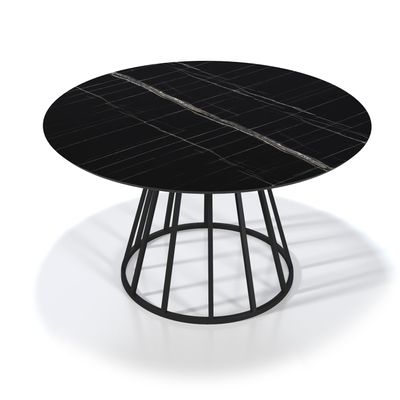 Tables Salle à Manger - Table ronde ERIS avec base en métal et plateau sélectionnable - FRANCO FURNITURE