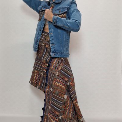 Prêt-à-porter - Fantaisie persane. Veste unisexe en jean unique avec tapisserie - VLADA DIZIK KOSHKIN DOM