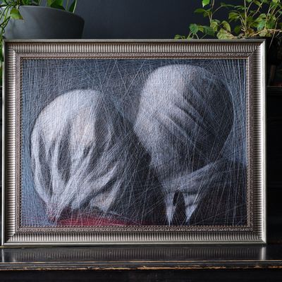 Paintings - Decorative Panel The Lovers Handmade Painting made with silk threads - ART NITKA