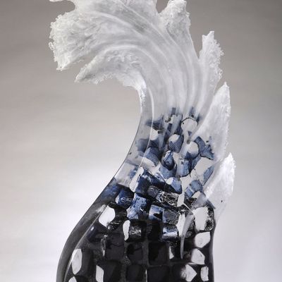 Art glass - \" the Foam of Time/The Wave\ " - JEAN-FRANÇOIS LEMAIRE