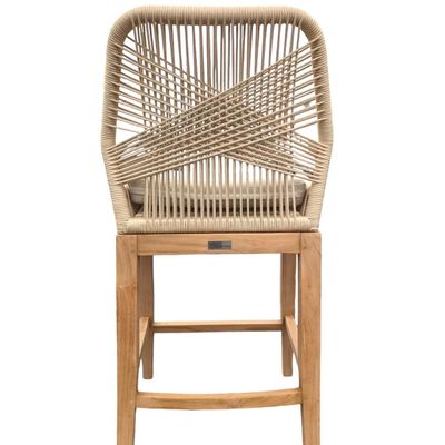 Cuisines de jardin - Fauteuil de bar en teck et corde olefin "Lisa" (H65/105 cm) - BALINAISA