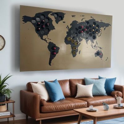 Pièces uniques - World map steel wine rack - INCREDIBLE DESIGNS