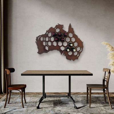 Shelves - Australia-Shaped Steel Wall Wine Rack — A Unique Statement Piece - INCREDIBLE DESIGNS