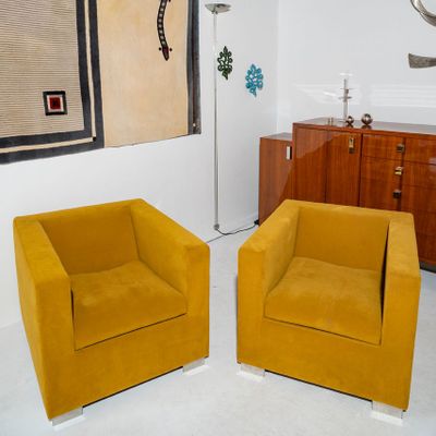 Armchairs - Pair of Minotti edition armchairs - LES PUCES DE SAINT-OUEN-PARIS