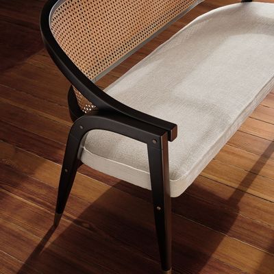 Banquettes pour collectivités - Banc Wormley en Bois de Sikomoro Noirci avec Détails en Laiton Brossé - DUISTT