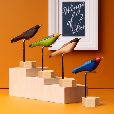 Papeterie bureau - Picorer de l’Encre 2 – Oiseau coloré, Pie bleue, Mésange et Corbeau - TAIWAN CRAFTS & DESIGN