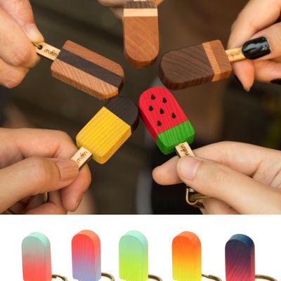 Stationery - Wooden ICE POP Keychain - TAIWAN CRAFTS & DESIGN