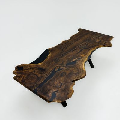 Dining Tables - Monoblock black walnut epoxy resin dining table - TINELLA WOOD