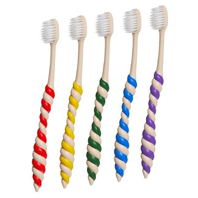 Accessoires pour bain enfants  - Brosse à dents incurvée à tête large Twizzley à 6 rangées - DCBG INC.