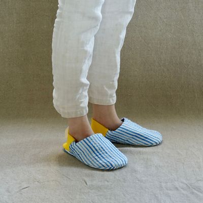 Chaussettes - Seersucker stripes × Cotton linen russel - MERIPPA
