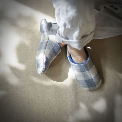 Cadeaux - Linen block plaid × Embossed stripes - MERIPPA