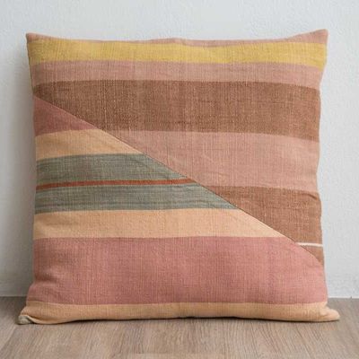 Fabric cushions - Pink Striped & Patchwork Cotton Cushion Covers - TAI BAAN CRAFTS