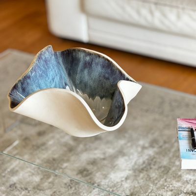 Ceramic - LARGE STONEWARE BOWL - INDIGO COLLECTION - CLAIRE POUJOULA