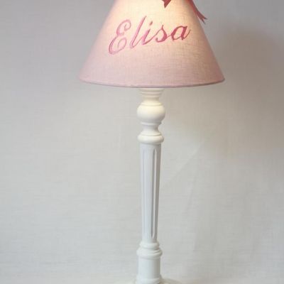 Luminaires pour enfant - Lampe kids ÉLISA | Lin rose personnalisable - CÔTE OUEST DÉCO - PRO