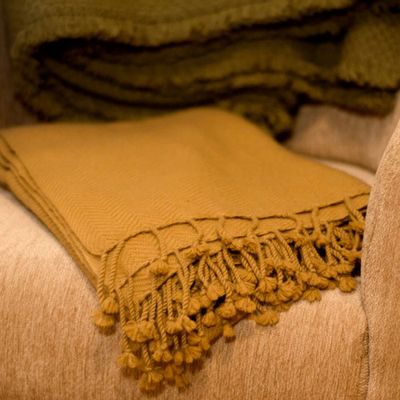 Throw blankets - 100% cashmere blanket - Mustard yellow - HIGHLAND PASHMINA