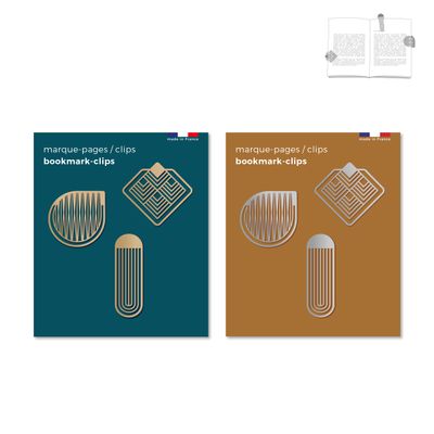 Papeterie - Assortiment de 6 sets de 3 marque-pages clips graphiques - TOUT SIMPLEMENT,