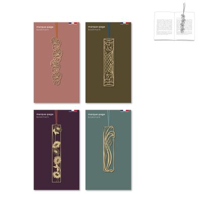 Papeterie - Assortiment de 12 marque-page en métal avec ruban - art nouveau - TOUT SIMPLEMENT,