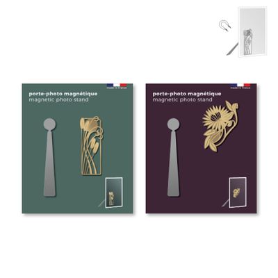 Cadeaux - Assortiment de 12 porte-photo magnétique en métal - art nouveau - TOUT SIMPLEMENT,