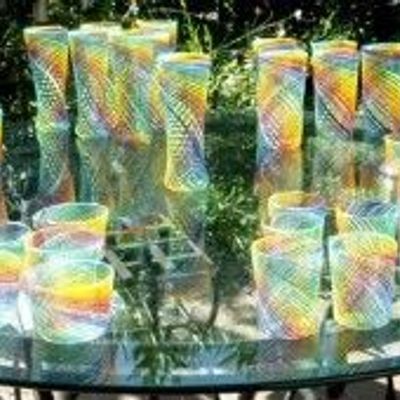 Verres - VERRE FILIGRANE MULTICOLORE - PIERROT DOREMUS