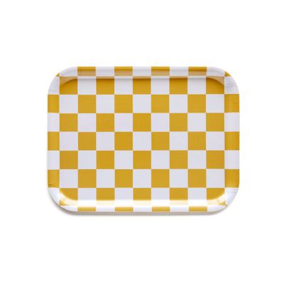 Plateaux - Mustard CHECKER Serving Tray - 27x20 cm - BLU KAT