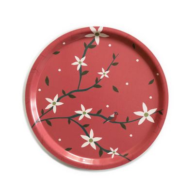 Christmas table settings - Holiday Flowers Round Serving Tray - 31cm - BLU KAT