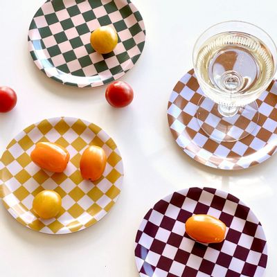 Trays - Set of 4 CHECKER coasters, 11 cm, autumn. - BLU KAT