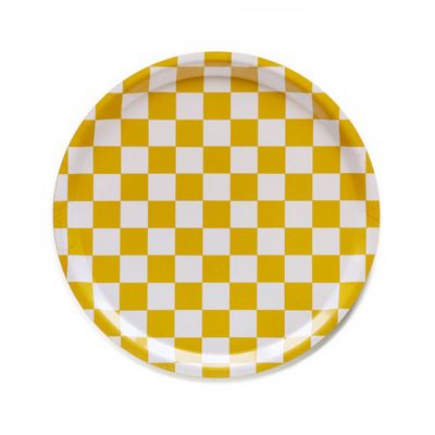 Plateaux - Mustard CHECKER Round Serving Tray - 31 cm - BLU KAT