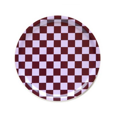 Trays - Grape CHECKER Round Serving Tray - 31 cm - BLU KAT