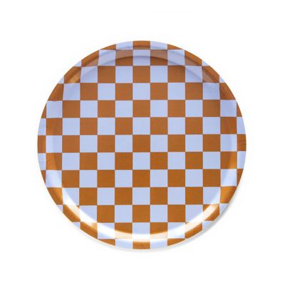 Trays - Caramel CHECKER Round Serving Tray - 31 cm - BLU KAT