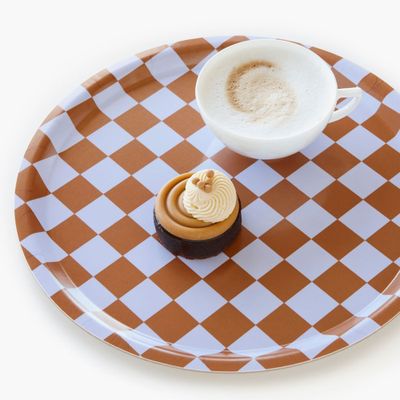 Plateaux - Plateau de service rond Caramel CHECKER - 31 cm - BLU KAT