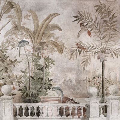 Decorative objects - Bird Garden Panoramic Wallpaper - ANANBÔ WALL MURAL