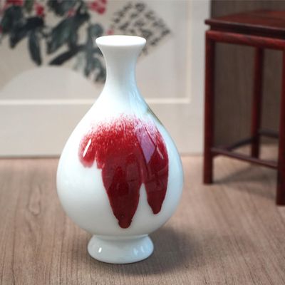 Vases - Crimson Petal Round Vase - THE ZHAI｜CHINESE CRAFTS CREATION