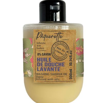 Savons - HUILE DE DOUCHE LAVANTE 300ML A LA PAQUERETTE - LE MAS DU ROSEAU