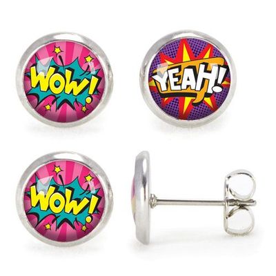 Accessoires enfants - Puces d’oreilles Enfant Wow / Yeah - Argent - LES MINIS D'EMILIE