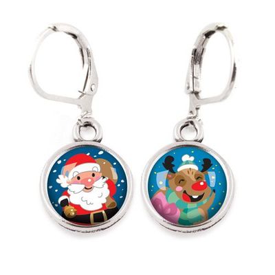 Accessoires enfants - Dormeuses Enfant Père Noël / Renne - Argent - LES MINIS D'EMILIE