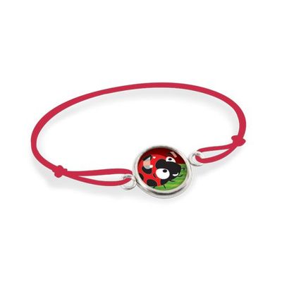 Bijoux - Bracelet Cordon Enfant Coccinelle - Argent - LES MINIS D'EMILIE