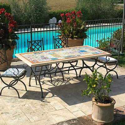 Tables de jardin - Marble Table PATCHWORK - L'ANTICA DERUTA MORETTI