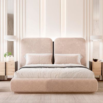 Beds - Customizable fabric upholstered headboard and bed frame - FRANCO FURNITURE