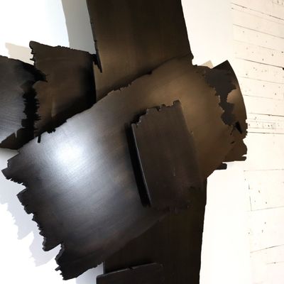 Unique pieces - wall sculpture “Black movement on a white square\\\”. - THIERRY LAUDREN