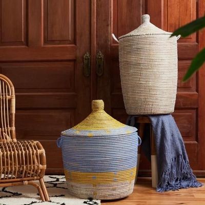 Storage boxes - Large Woven Natural Basket - BAOBAB