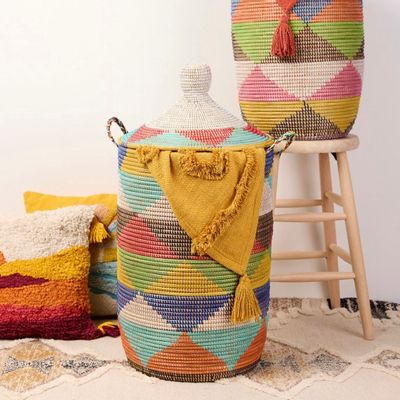 Storage boxes - Large Mulitcolor Natural Basket YAYA - BAOBAB