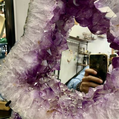 Mirrors - Decorative object: The Amethyst Mirror (Unique piece) - LAVENTURINE GALLERY