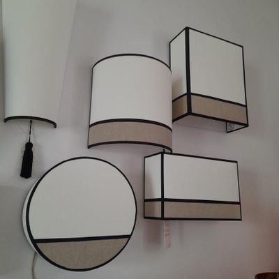 Appliques - Applique murale LINENS | Lin ivoire et naturel Hauteur 30 cm - CÔTE OUEST DÉCO - PRO