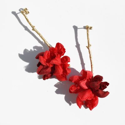 Cadeaux - Boucles d'oreilles plaqué or Flourist Silk collection Red - CHAMA NAVARRO