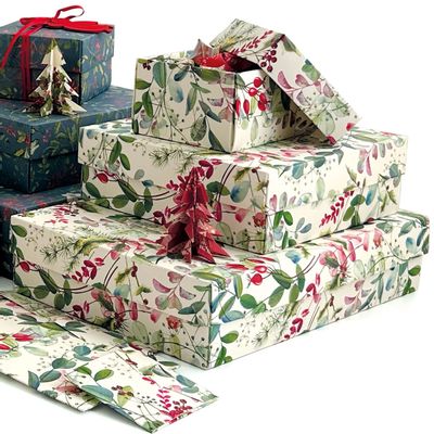 Papeterie bureau - Set 3 boîtes cadeaux avec couvercle - Composizione floreale di Natale - TASSOTTI - ITALY