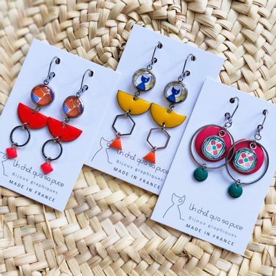 Jewelry - Women's Stainless Steel Collection Earrings - UN CHAT QU'A SA PUCE