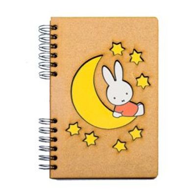 Stationery - Sustainable wooden notebook - recycled paper - MIFFY on the MOON - KOMONI AMSTERDAM